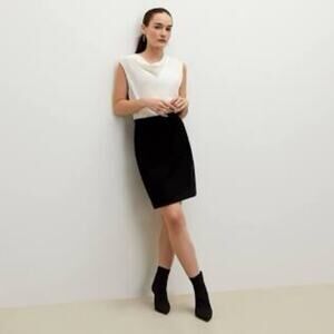 MM Lafleur The Crosby Skirt - Textured Ponte Charcoal Size 4 NWT